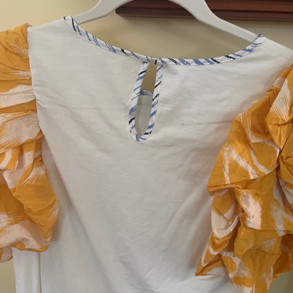 THML Yellow Angel Sleeved White Top Medium new no tags - Picture 5 of 5